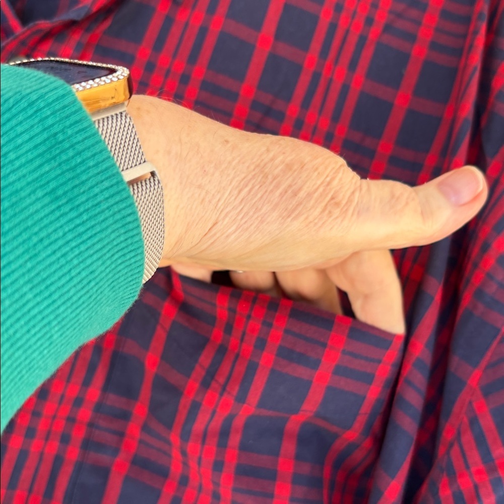 Harbor‎ Bay Red Navy Plaid Plus Size Dress Shirt - Picture 3 of 8
